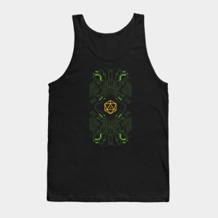 Futuristic Green Neon Lines Yellow Polyhedral D20 Dice Set Tank Top